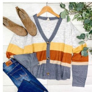 Hem & Thread Multicolor Striped Cardigan